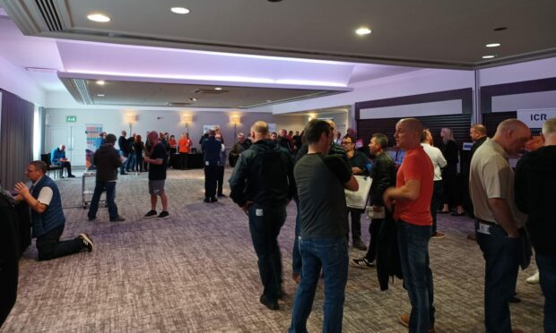 Many workers who were made redundant from Stoneywood paper mill attending a special support event today at Altens Hotel.
