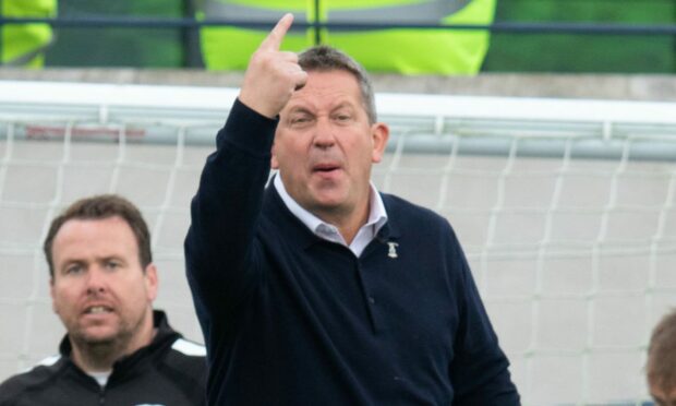 Caley Jags head coach Billy Dodds gets his point across from the sidelines as his side ran out 2-0 weekend winners at Raith Rovers.