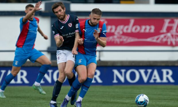 Caley Thistle defender Danny Devine, right, in action against Raith Rovers' Sam Stanton. Image: Craig Brown/SNS Group