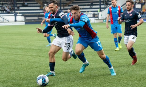 Daniel MacKay, right, put in a terrific display for ICT in their 2-0 win at Raith Rovers last weekend.
