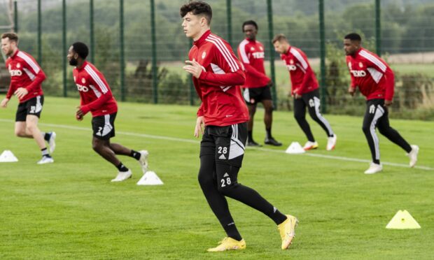 Jack Milne during an Aberdeen training session at Cormack Park.