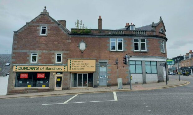 The old town centre Duncan's of Banchory could be turned into three new shops with five flats above