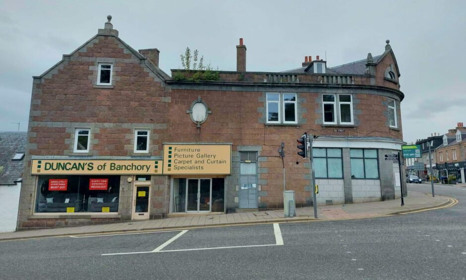 The old town centre Duncan's of Banchory could be turned into three new shops with five flats above