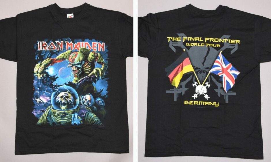 Iron's Maiden's The Final Frontier tour t-shirt, worn by a potential new witness in the George Murdoch murder case.