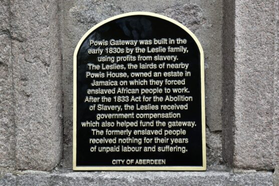 Plaque displayed outside the Powis Gateway in Old Aberdeen. Image: Aberdeen University.