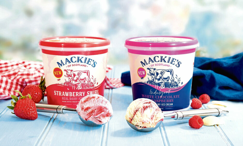 Tubs of ice creams from Mackie's of Scotland.