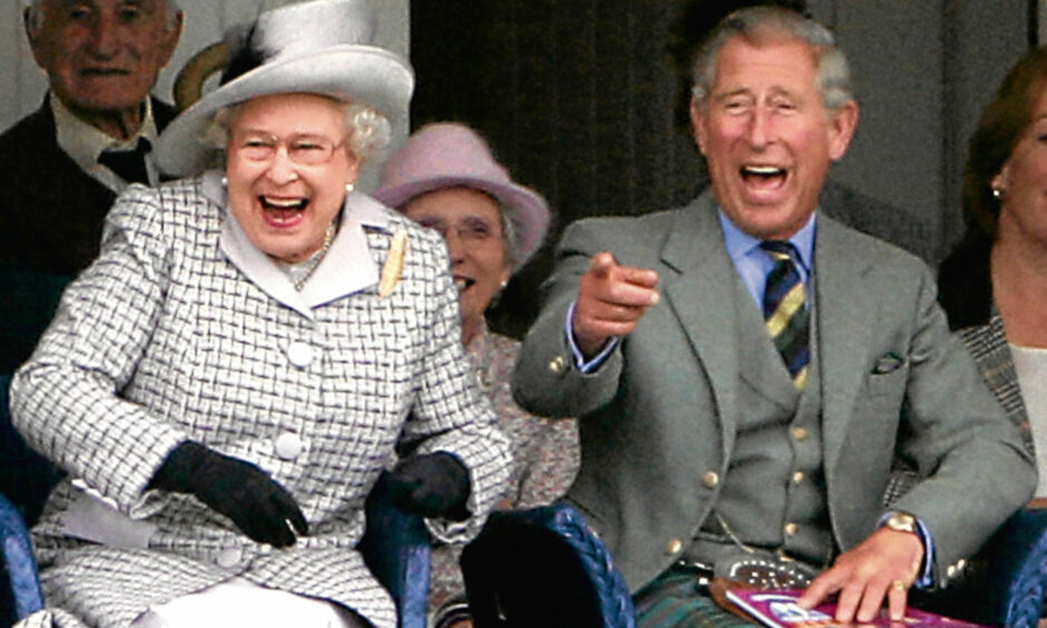 Queen Elizabeth II and her son at the Braemar Highland Games.