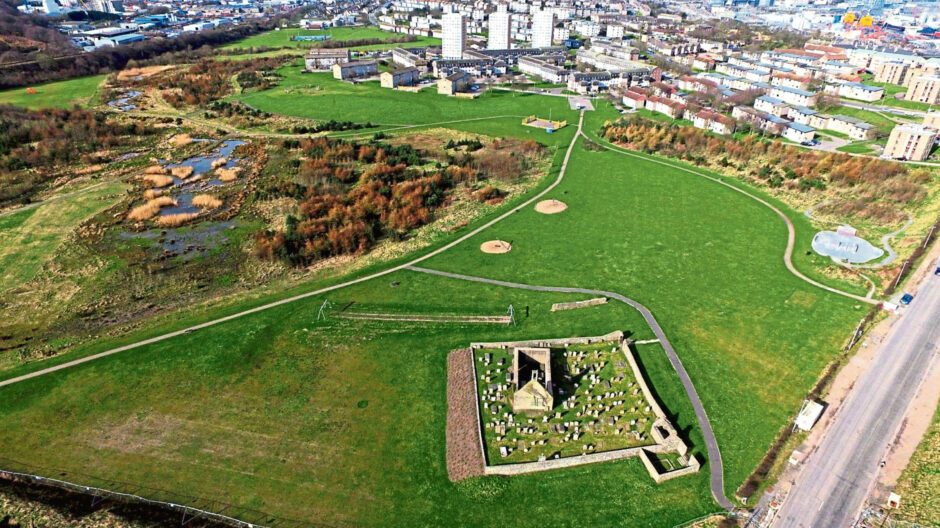 St Fittick’s Park in Torry from above.
