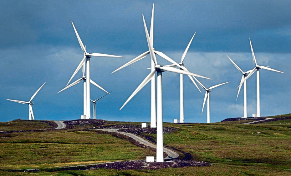 Wind turbines in an on-shore wind farm