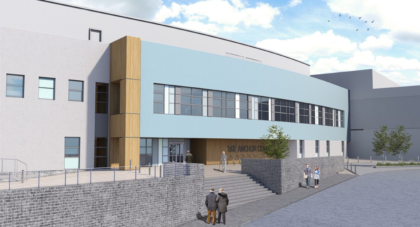 An artist's impression of the front door of the new Anchor Centre, Aberdeen.
