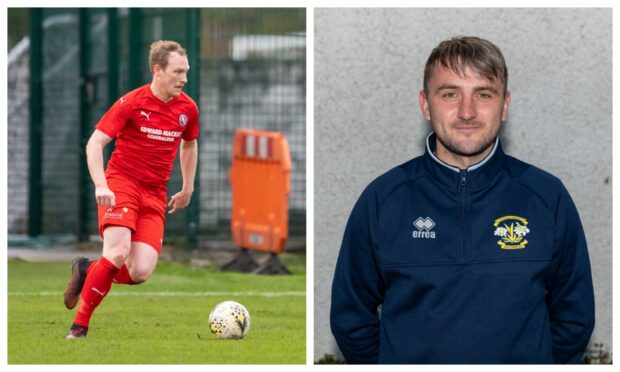 Brora's Ally MacDonald, left, and Paul Brindle of Clach are good friends but will be up against each other in the North of Scotland Cup final