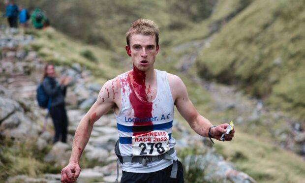 Callum Fraser's Lochaber running vest needed a wash after the run. Photo: Deadline.