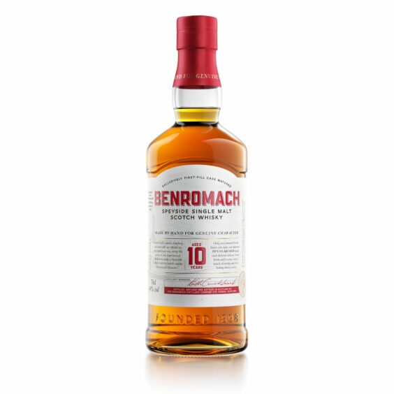 Bottle of Benromach whisky.