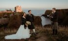 The couple were having their wedding ceremony by Dunnottar Castle on August 31.  Supplied by Alice Leys.
