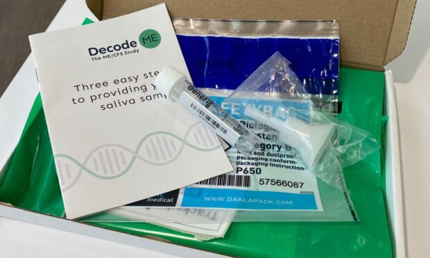 The DecodeME study requires 25,000 volunteers to send in saliva samples.