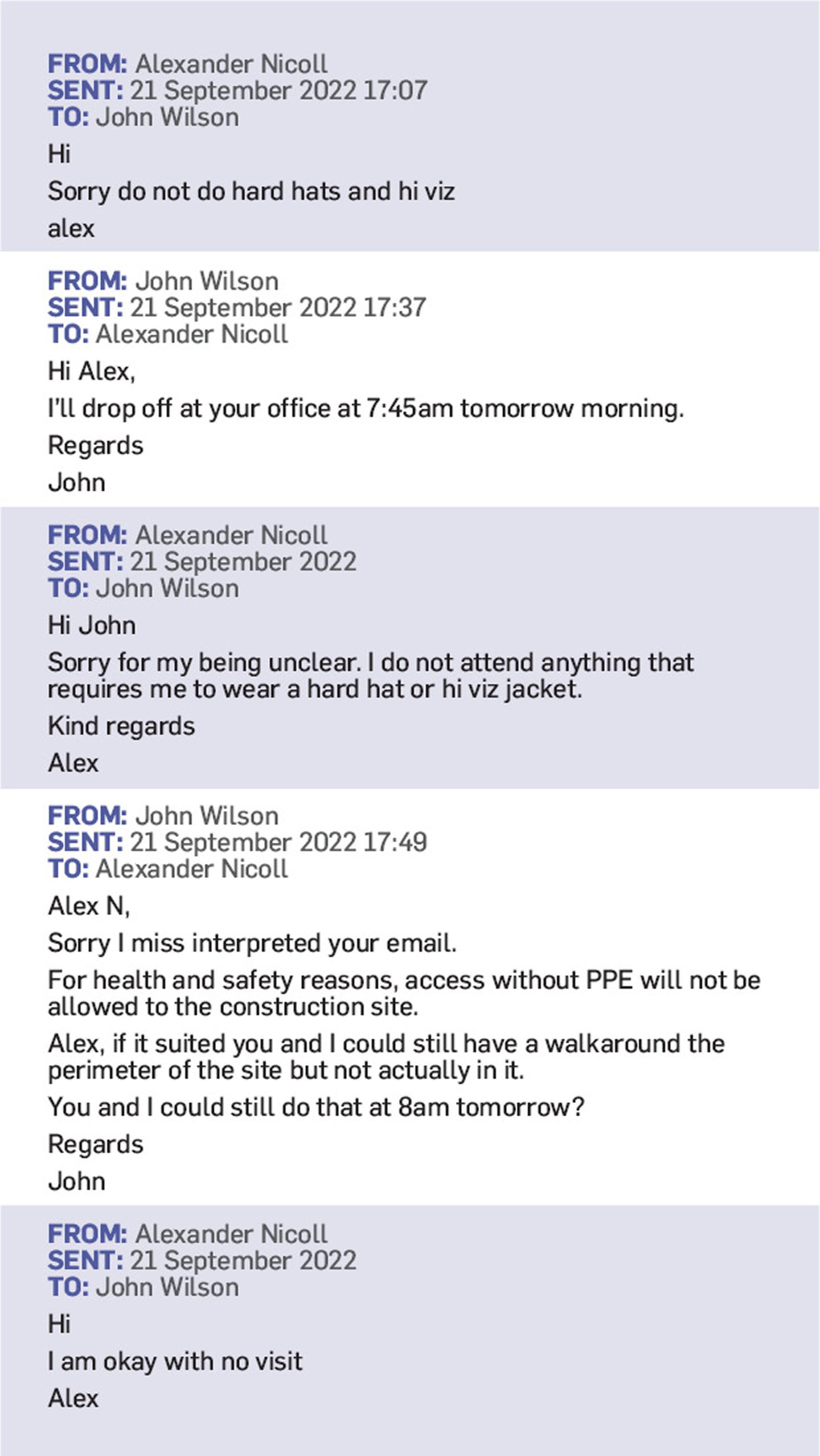 Emails seen by The P&J between co-leader Alex Nicoll and council chief capital officer John Wilson. Image: Mhorvan Park/DC Thomson