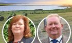 To go with story by Andrew Stewart. Two new councillors talk about problems and solutions at the Churchill barriers Picture shows; The first churchill barrier and councillors. Orkney. Andrew Stewart/DCT Media Date; Unknown