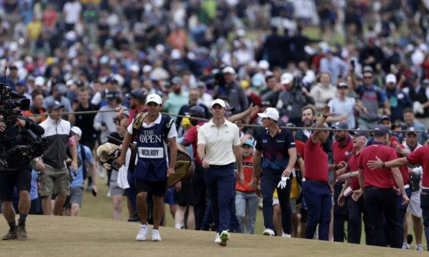 Rory McIlroy's in action at The 150th Open at St Andrews. Image: PA.