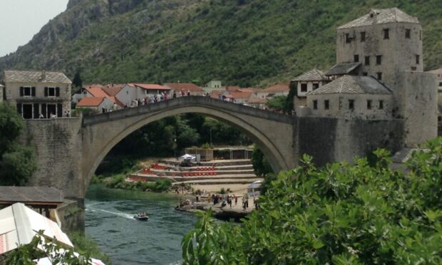 The historic Mostar Bridge, in Bosnia and Herzegovina.