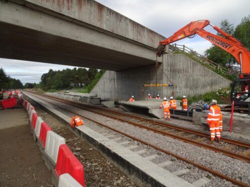 Work on the Inverness Airport line on the main Aberdeen to Inverness network. Image: Network Rail.