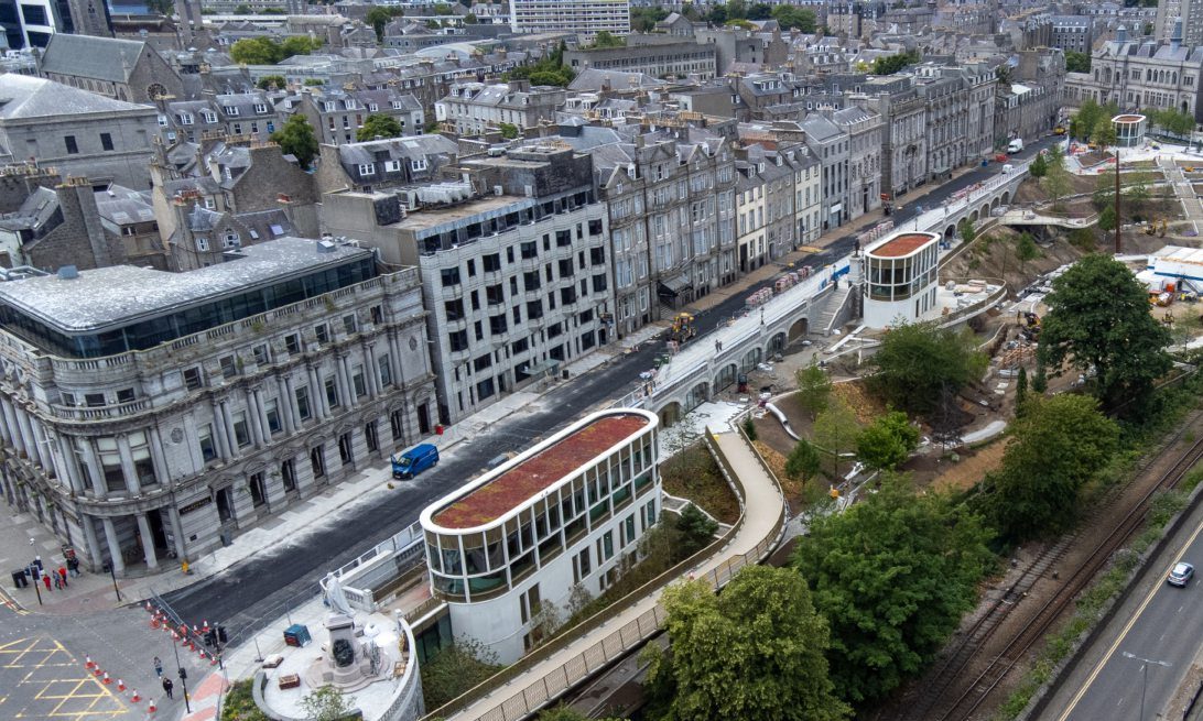 An aerial shot of Union Terrace Gardens, captured in July. The city centre park could soon be renamed in Queen Elizabeth II's honour. Picture by Kenny Elrick/DCT Media.