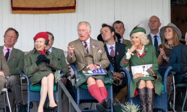 HRH Princess Anne, HRH The Duke and Duchess of Rothesay at Braemar Gathering. 
Picture by Kath Flannery