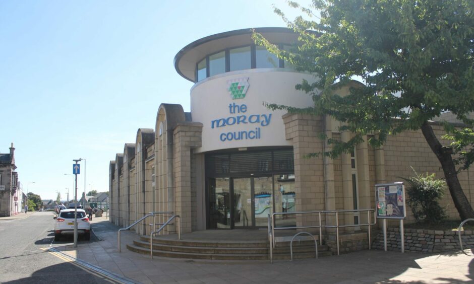 An exterior shot of Moray Council offices.