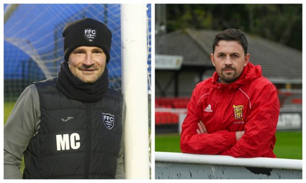 Fraserburgh manager Mark Cowie, left, and Formartine boss Stuart Anderson are both hoping to win the Evening Express Aberdeenshire Cup
