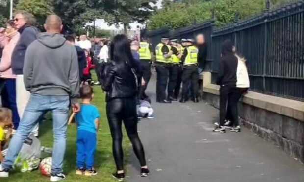 The man was surrounded by officers at Duthie Park.