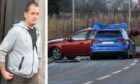 Karol Skelnik admitted careless driving at Aberdeen Sheriff Court. Right: The aftermath of the crash on The Parkway.