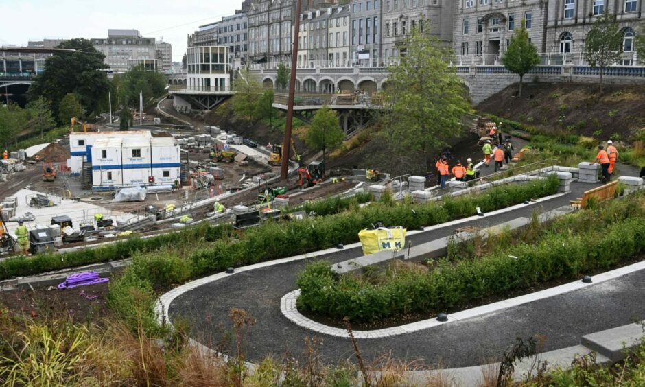 The banks of Union Terrace Gardens, hoped to be reopening in some capacity this year, are a little greener after progress on planting. Picture by Paul Glendell/DCT Media.