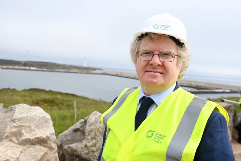 Liberal Democrat co-leader of the council, Ian Yuill, is no stranger to a hard hat and hi viz ensemble. He is understood to have been unable to attend Union Terrace Gardens either. Image: Paul Glendell/DC Thomson.