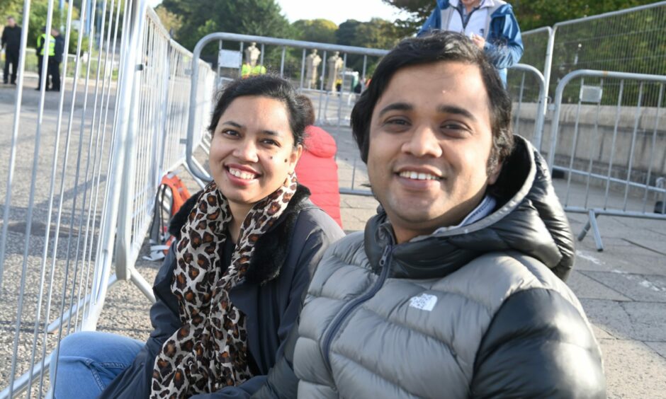 Sumaiya and Mazhar Chowdhury, who went to watch the Queen's cortege in Aberdeen to be "part of history".