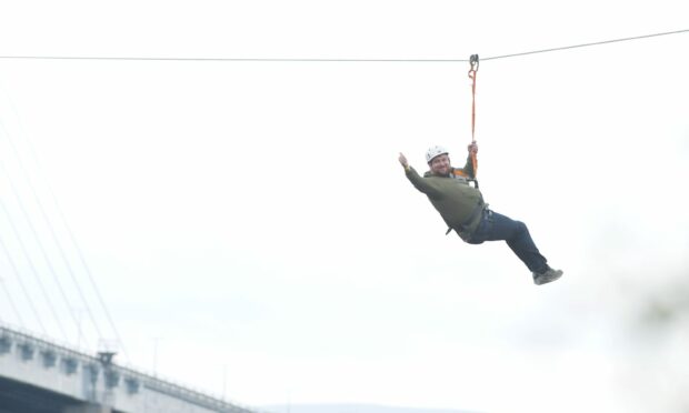 James MacLeod of Inverness crossing the zipline. Picture by Sandy McCook.