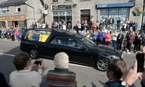 The funeral cortege through Banchory for Her Majesty Queen Elizabeth.