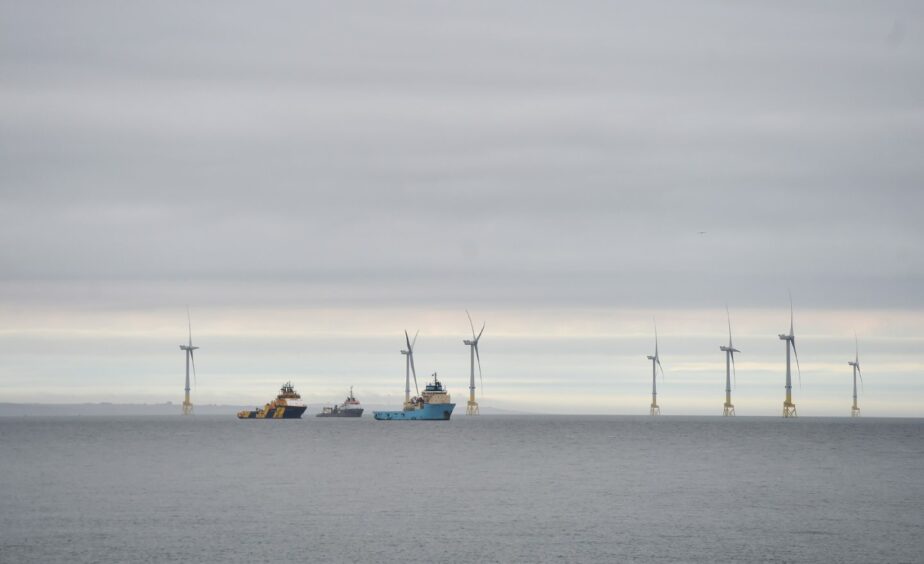Aberdeen Bay windfarm. Offshore wind power facilitated by the ETZ at St Fittick's Park and Doonie's Farm could help the UK reach CO2 abatement targets. Picture by Scott Baxter/DCT Media.