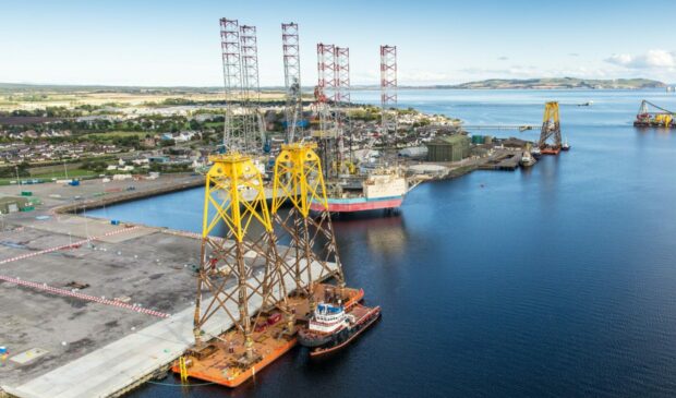 Aeriel shot of Port of Cromarty Firth.