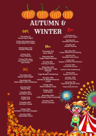 Kippie Lodge autumn and winter events