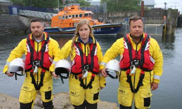 Oban lifeboat crew (left to righ) Kevin Lockhart, Leonie Mead and Tom Kennedy. Supplied by Oban RNLI.