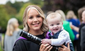 Sarah McCarvel and baby Louie. Image: UHI Inverness.