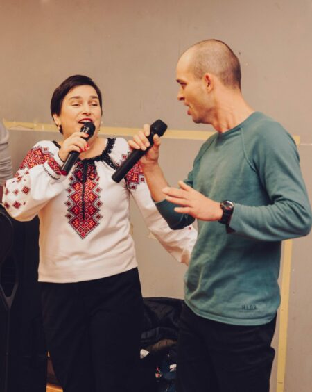 Mother and son vocal coaches Natalia Stets and Viktor Soviac.