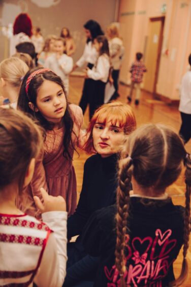 Teacher Uliana Shtayn and her pupils