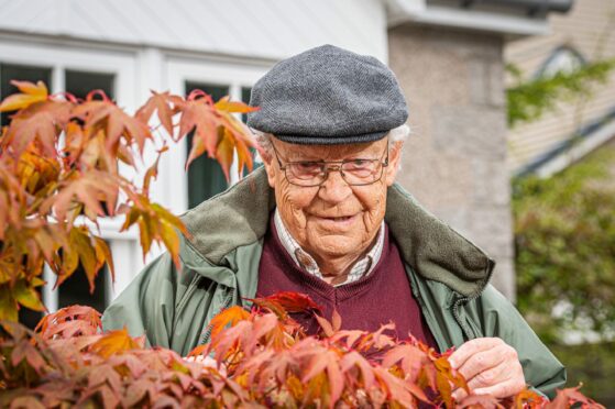 Jim McColl in his garden at home in Oldmeldrum. Picture by Wullie Marr/DC Thomson
