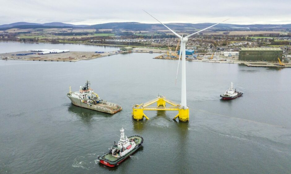 WindFloat turbine at Port of Cromarty Firth.