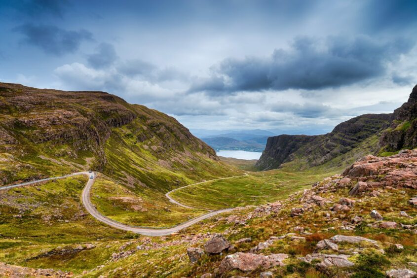 The Bealach na Ba (Pass of the cattle) which goes through the mountains of the Applecross peninsula, in Wester Ross.