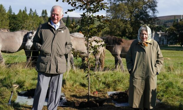 The Queen planting a tree at Balmoral