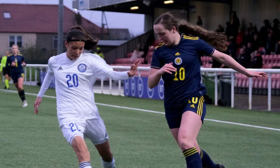Bayley Hutchison in action for Scotland U19s