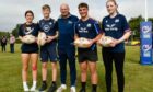 Gregor Townsend paid Ellon RFC a visit to thank them for their fundraising efforts. From L-R: Eilidh Craig, Brodie Macalister, Gregor Townsend, Boyd Cooper, Layla Mitchell.