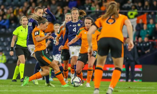 Scotland Women's captain Rachel Corsie in action against the Republic of Ireland at Hampden on Tuesday. (Pic by Colin Poultney/ProSports/Shutterstock)