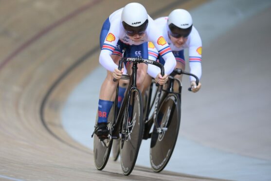 Lauren Bell (left) on the track for Great Britain. Image: Photo by Alex Broadway/SWpix.com/Shutterstock (13459401cj)